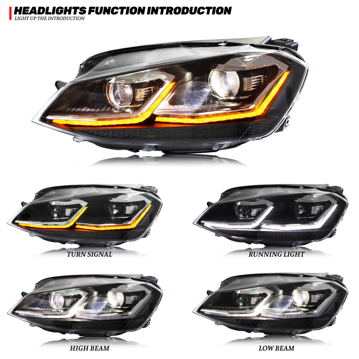 Phares LED Homologués E-Mark pour Golf 7 TSI/TDI 2013–2017 – Éclairage LED | OURANE.COM