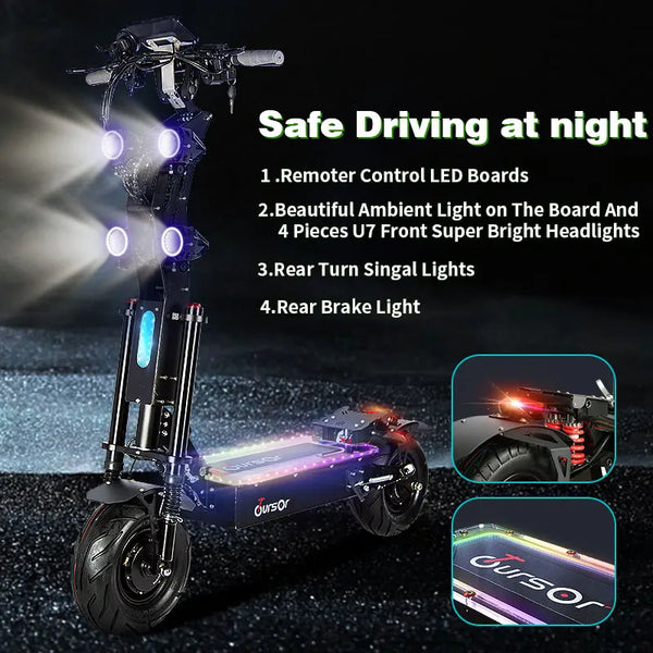 TOURSOR 10000W 13 "Scooter électrique avec siège pour adulte 72V 60V système de freinage à huile double moteur 100 KM / H vit