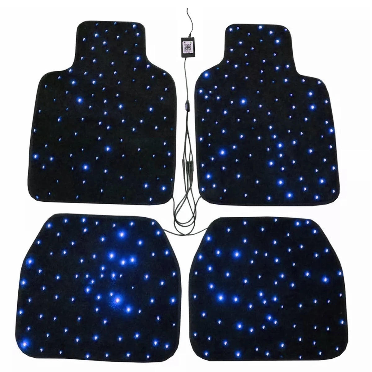 4 tapis de sol Starlight, tapis de voiture à LED, tapis lumineux au design ciel étoilé, tapis Starlight universels antidérapants et imperméables pour voitures, SUV, camions pour BMW Mercedes-Benz Audi Volkswagen Opel Peu