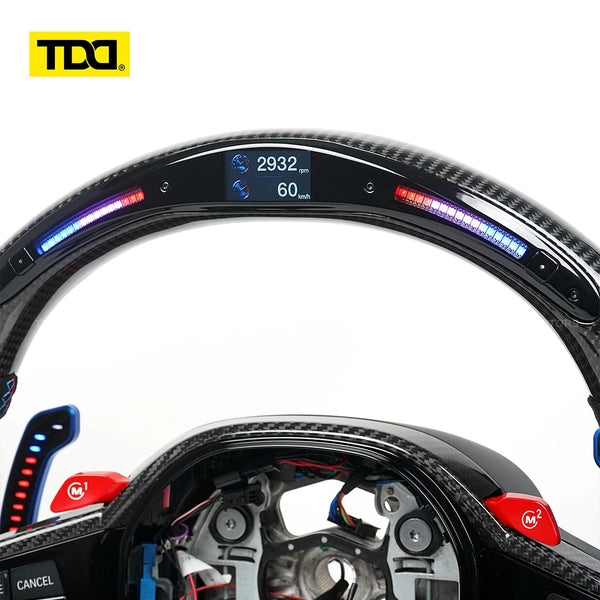 Volant LED TDD Galaxy Pro II pour BMW CS M3 G20 G21 G80 M4 G22 G23 G82 G83 M5 G30 F90 X3 / X4 G01 G02 avec icônes dynami