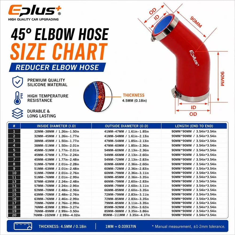 Durite Silicone Coudée 45° Renforcée 4 Plis – Admission & performance | OURANE.COM