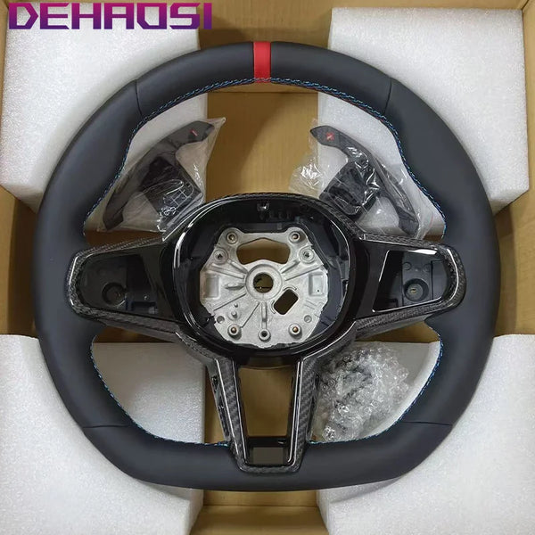 Volant en fibre de carbone CS en cuir noir pour BMW M2 M3 M4 M5 M8 X3M X4M X5M X6M F90 G80 G82 G87 Accessoire de modification