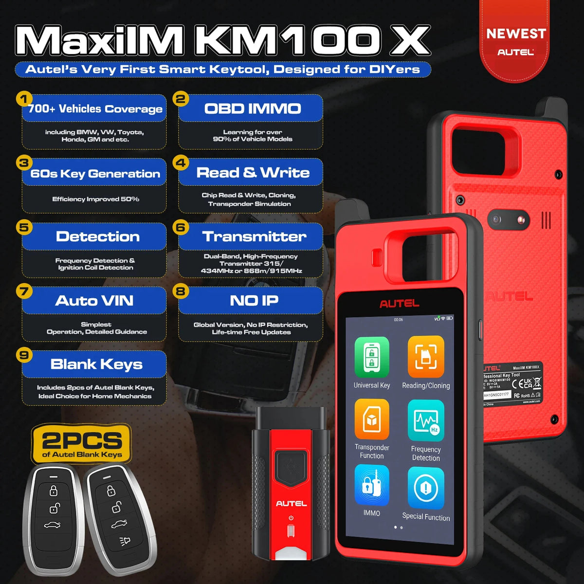 Outil de programmation de clés et transpondeurs Autel MaxiIM KM100 — vue 2