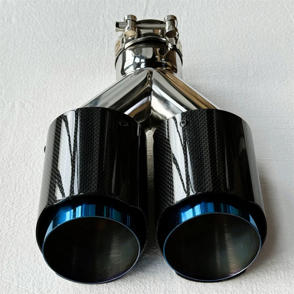 Embout d'échappement double Remus de qualité supérieure, 1 pièce, en fibre de carbone brillante, pour échappement universel.