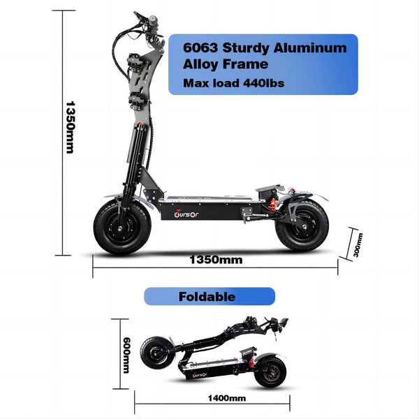 TOURSOR 10000W 13 "Scooter électrique avec siège pour adulte 72V 60V système de freinage à huile double moteur 100 KM / H vit