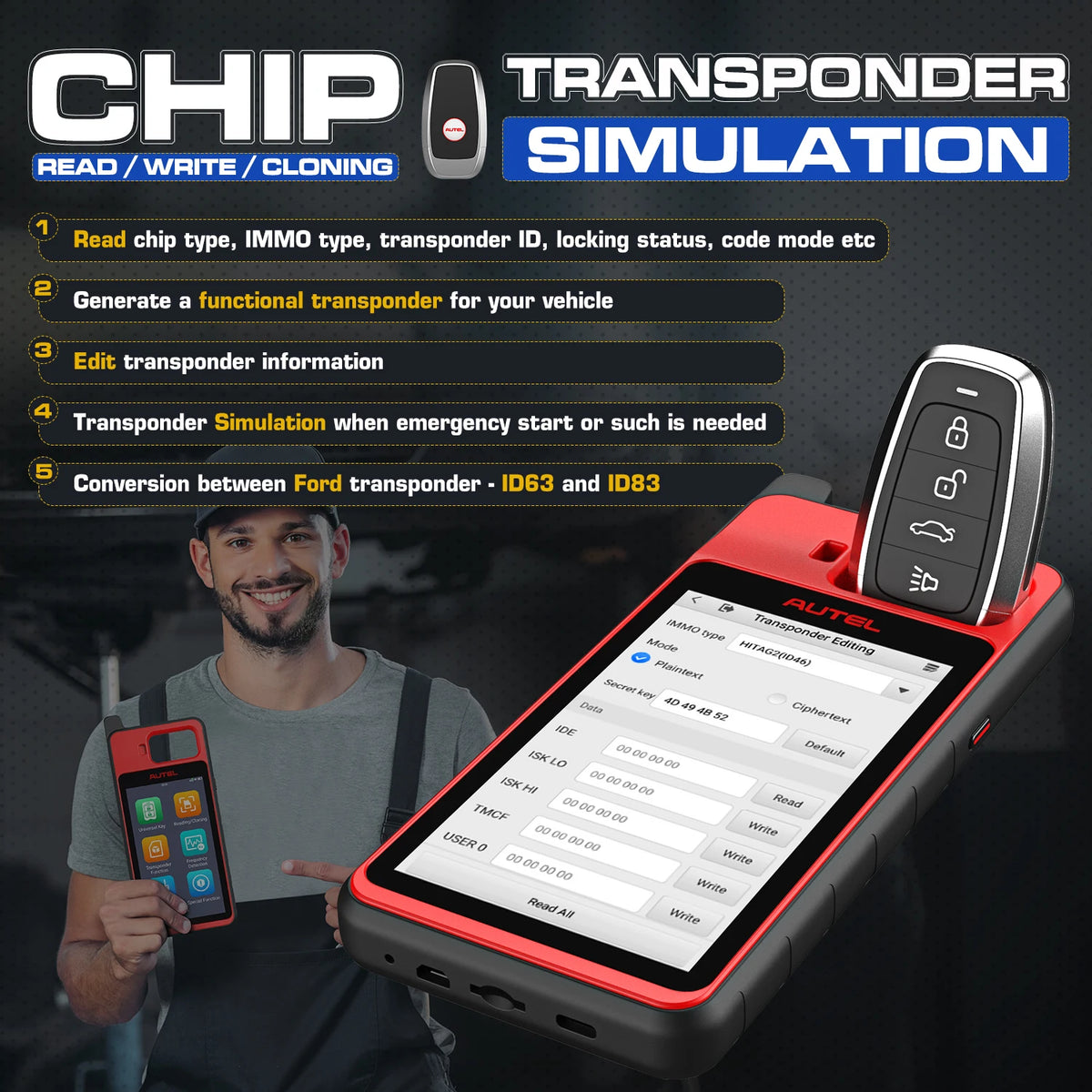Outil de programmation de clés et transpondeurs Autel MaxiIM KM100 — vue 5