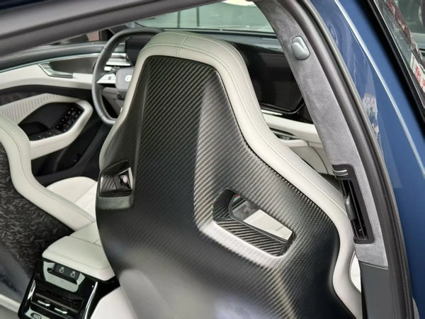 Sièges baquet sport de luxe pour voiture, avec panneau en fibre de carbone personnalisé et revêtement en cuir, version a