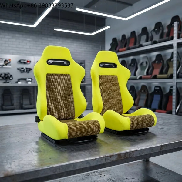 Paire universelle de sièges de course en suède noir avec surpiqûres rouges, sièges baquet sport gaming à double rail, en stoc