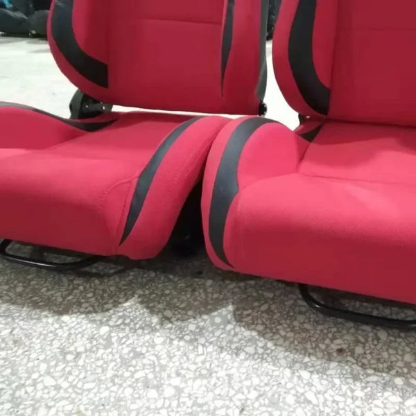 auto siège rouge tissu, noir PVC plus motif carbone avec glissière réglage simple sport siège — OURANE