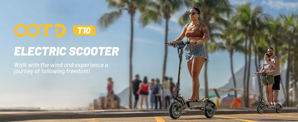 Trottinette électrique pour adultes OOTD T10, e-scooter 900W de puissance de pointe, batterie 48V 13.5Ah, écran LED - OURANE.