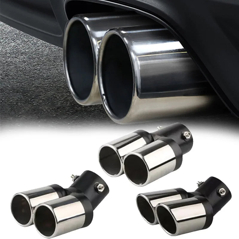 Embout d’Échappement Double Sortie Chromé Inox 63 mm – Échappement auto OURANE.COM