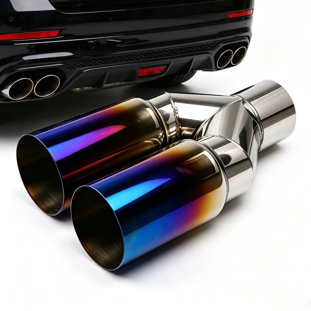 Embout d’Échappement Universel Inox Double Sortie 63–76 mm – Échappement | OURANE.COM
