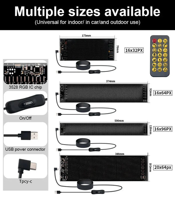 Lumière LED multifonctionnelle yeux du diable lumineux pour pare-brise de voiture, affichage LED à défilement Flexible et pro