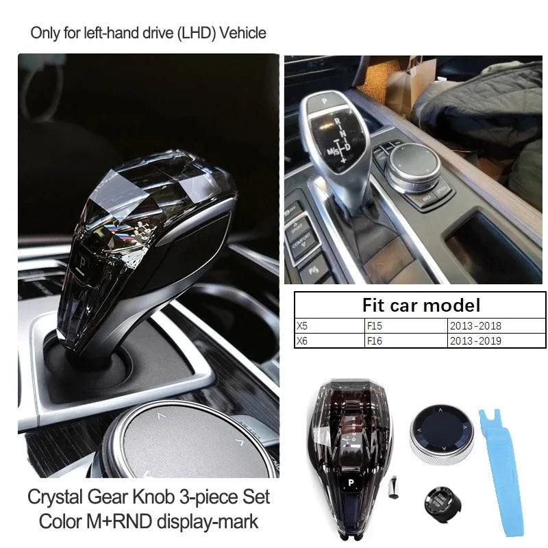 3 Piece Lot Crystal Levier de Vitesses Knob Lever Stick Handle Pour BMW 3 5 6 7 Series X3 X5 X6 F30 G15 F01 G20 G05 G21 G28 G