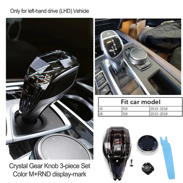 Ensemble de 3 pièces, pommeau de levier de vitesses en cristal pour BMW Série 3, 5, 6, 7, X3, X5, X6, F30, G15, F01, G20, G05
