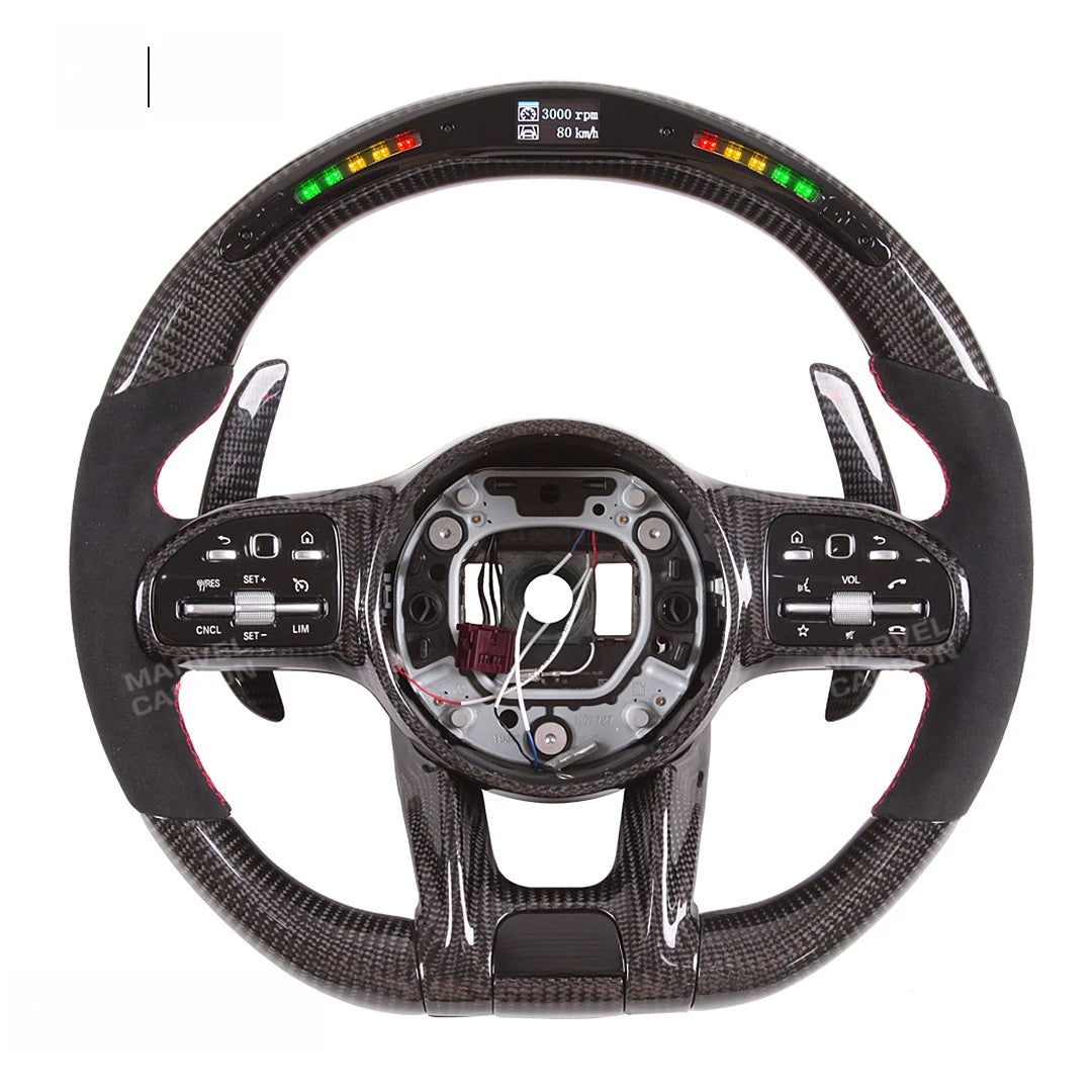 Volant en fibre de carbone LED compatible avec Mercedes-Benz AMG 2019+ avec commande mobile
