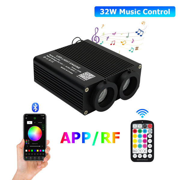 Kit de plafond étoilé pour voiture 32W à double tête RGBW, contrôle musical, étoiles en fibre optique, application intelligen