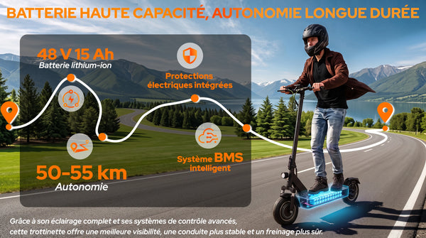 Todimart D6 Trottinette Électrique Adulte 10 Pouces, Vitesse Maximale, Pneus Tout-Terrain avec Amortisseurs, Propulsion Arriè