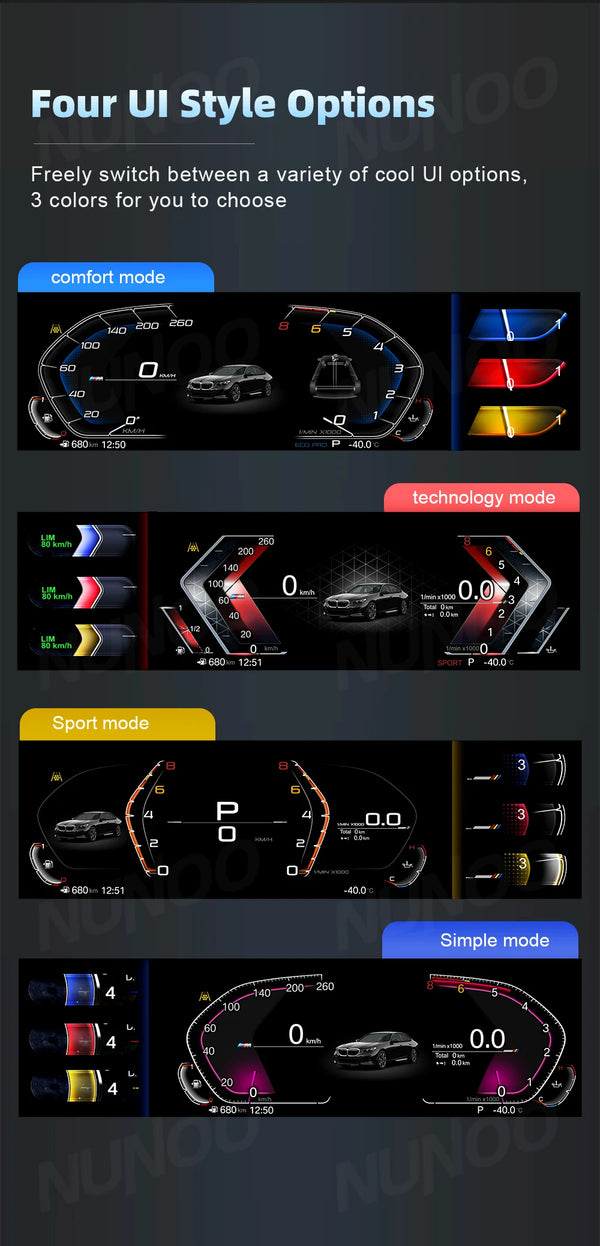 Tableau de bord numérique 2026 pour BMW Séries 1 2 3 4 5 6 7 X1 X2 X3 X4 Compteur de vitesse Panneau d'instruments F10 E90 E6