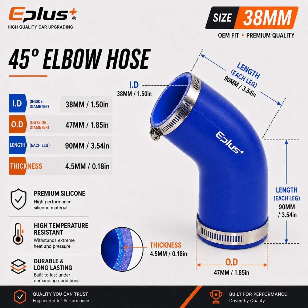 Durite Silicone Bleue 45° avec Colliers pour Turbo et Intercooler – Admission & performance | OURANE.COM