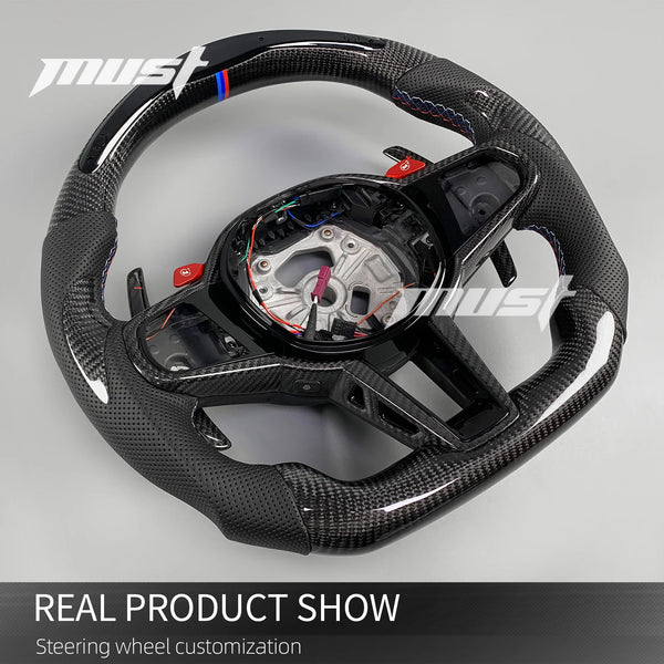 Volant LED personnalisé en Fiber de carbone pour BMW série G LCI, série 2 3 4 5 6 7 8 X3 X4 X5 G20 G30 M3 M4 M5 M8 Z4 20