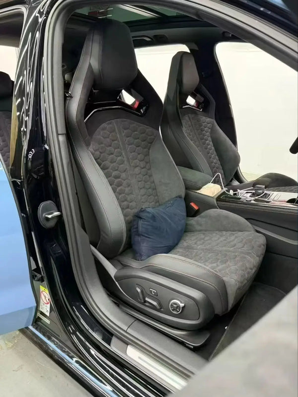 Sièges baquet sport de luxe pour voiture, avec panneau en fibre de carbone personnalisé et revêtement en cuir, version a