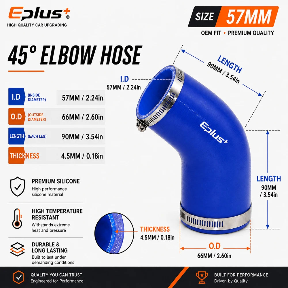 Durite Silicone Coudée 45° Bleue pour Turbo et Intercooler – Admission & performance | OURANE.COM