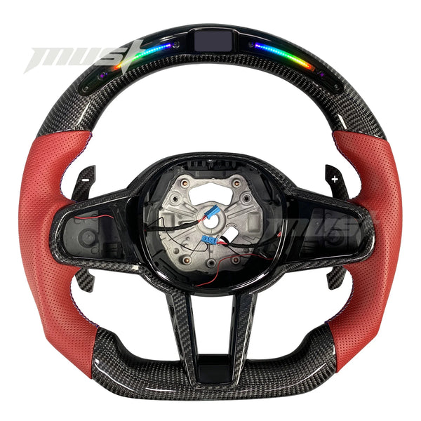Volant LED personnalisé en Fiber de carbone pour BMW série G LCI, série 2 3 4 5 6 7 8 X3 X4 X5 G20 G30 M3 M4 M5 M8 Z4 20