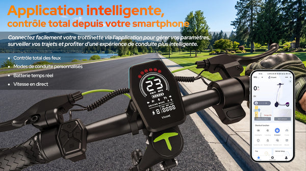 Todimart D6 Trottinette Électrique Adulte 10 Pouces, Vitesse Maximale, Pneus Tout-Terrain avec Amortisseurs, Propulsion Arriè