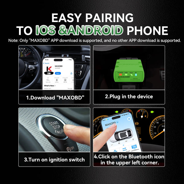 Scanner OBD2 mini KONNWEI KW902 ELM327 Bluetooth — vue 4