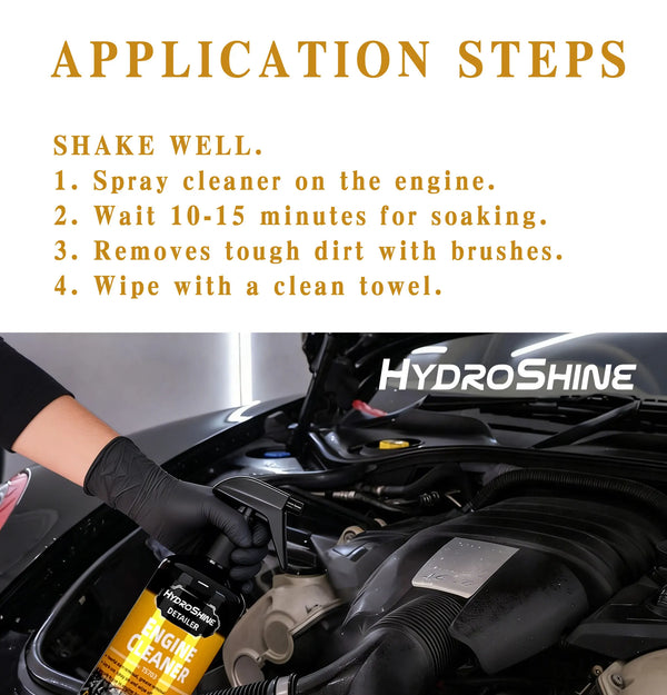 Nettoyant moteur Hydroshine : Décontamination puissante pour le compartiment moteur de la voiture, outil de nettoyage, spray