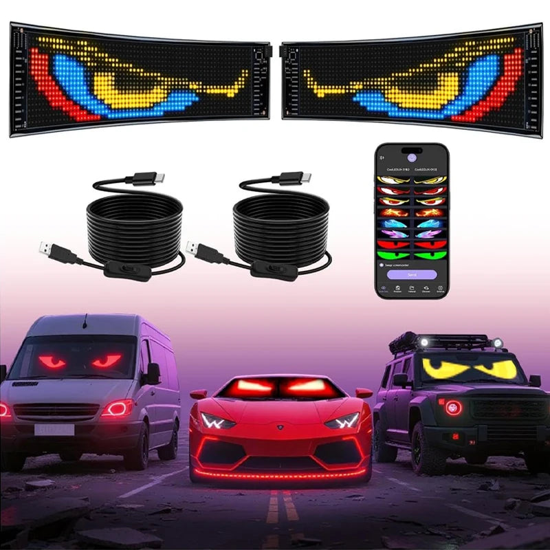 1/2PCS Devil Eyes Éclairage USB-Powered LED Matrix Panel DIY Programmable Flexible LED Screen avec Contrôle par Application f
