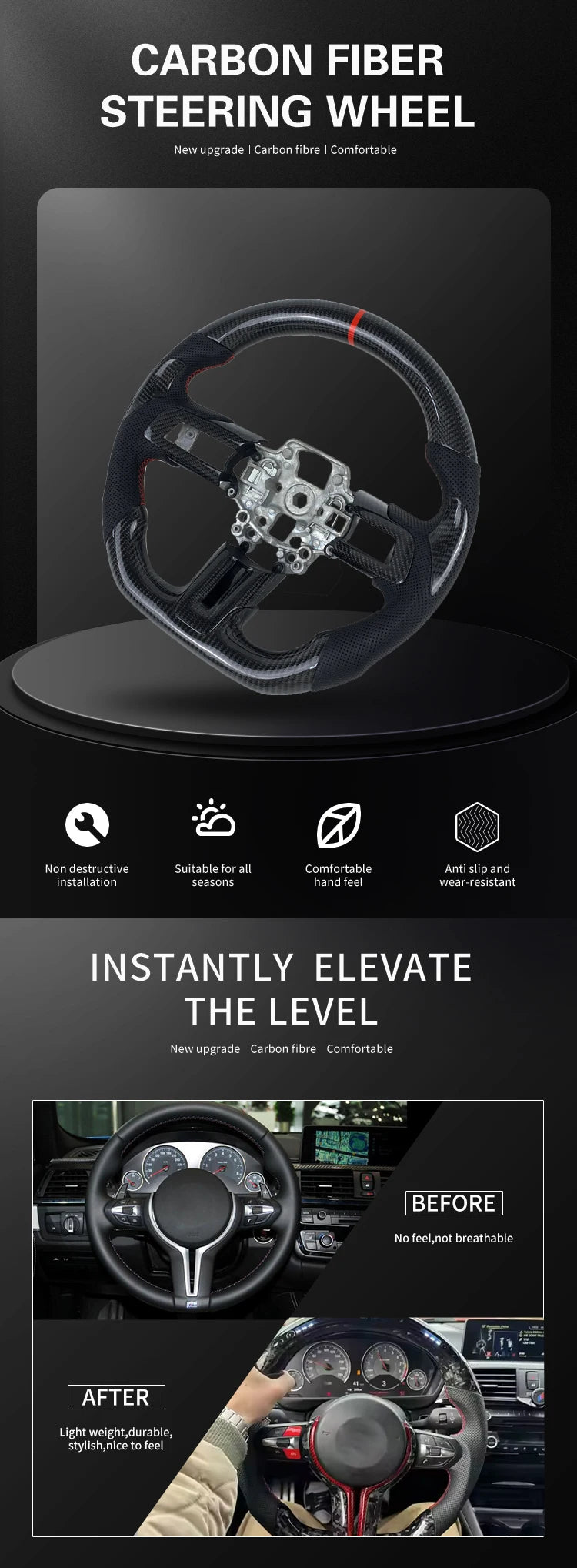 Volant en fibre de carbone forgée sur mesure pour Dodge Charger, Challenger et Hellcat SRT, avec palettes en option