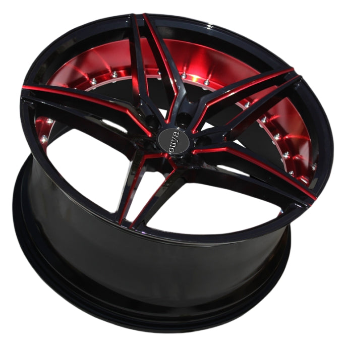 Jantes aluminium AC01 concaves noir brillant et rouge — 16 à 20 pouces — vue 3