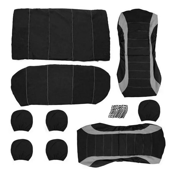 Housse de siège de voiture en tissu Polyester, pièces automobiles, ensemble de 2 / 4 / 9 pièces, coussin de siège de voiture 