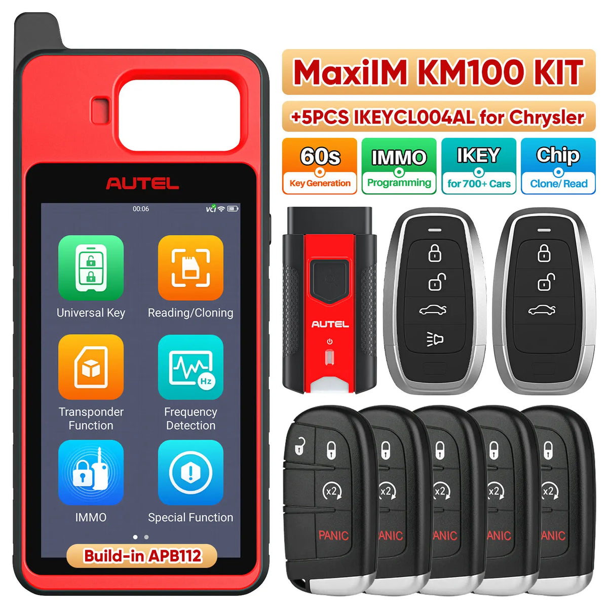 Autel MaxiIM KM100 kit IKYCL004AL Chrysler Key KM100X automobile IKEY X programmation Altar OBD2 scanner outil de diagnostic