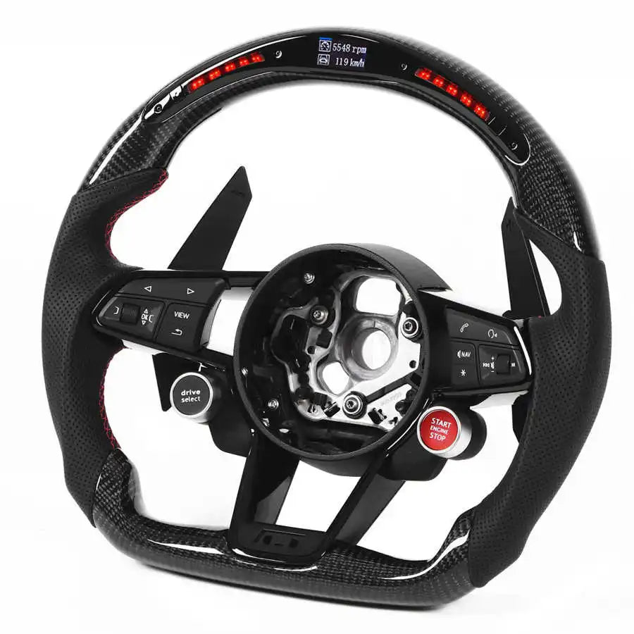Volant sport en fibre de carbone avec LED RPM pour Audi A3, A4, A5, A6, A7, Q5, Q7, TT, S3, S5, RS3, RS5, RS7 et R8