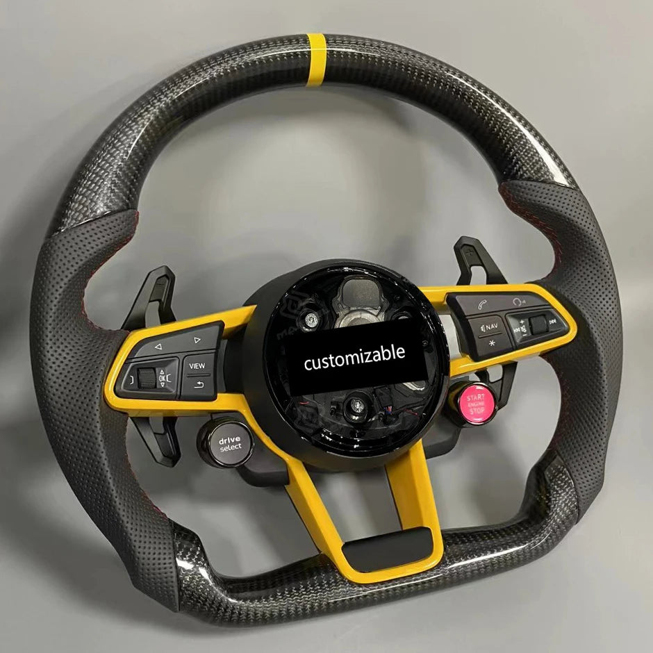 Volant de course en fibre de carbone sur mesure pour Audi RS3, RS4, RS5, S3, S4, A4, A5, A6, A7, Q5, Q7, TT et TTS