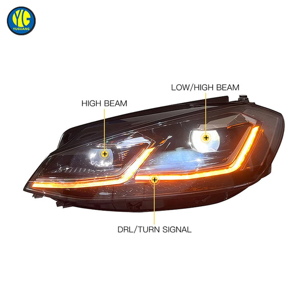 Phares avant LED YU GUANG, remplacement des phares halogènes – Volkswagen Golf 7/7.5 Mk7, 2013-2019