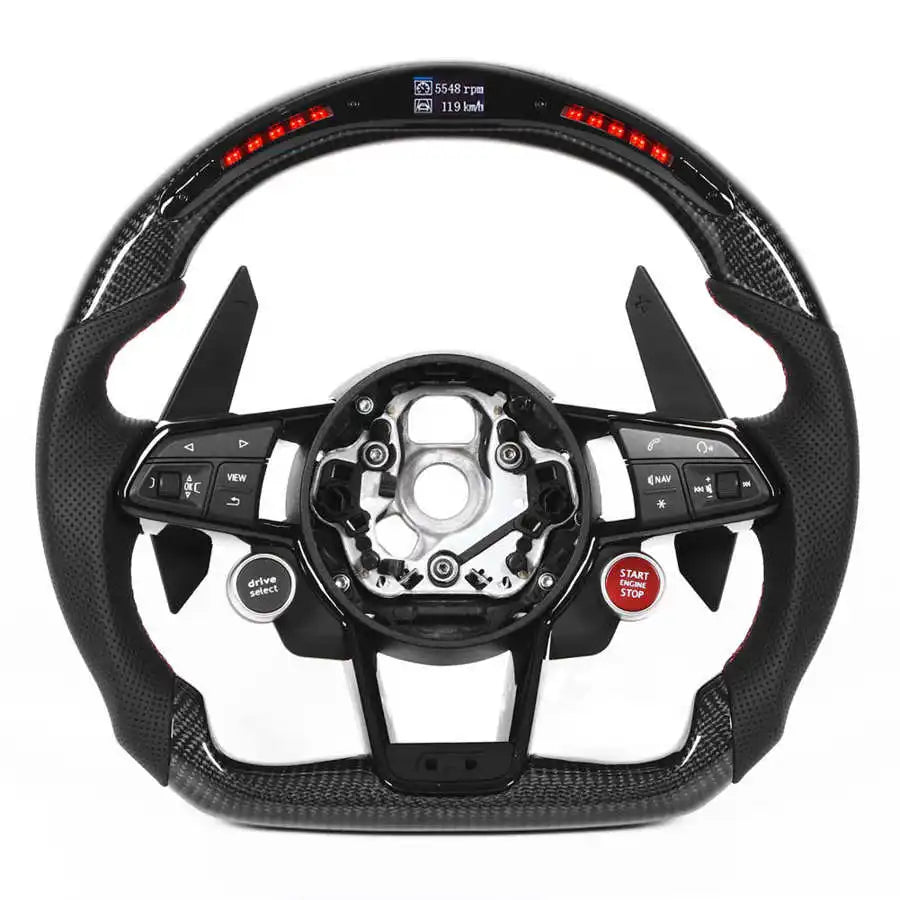 Volant sport en fibre de carbone avec LED RPM pour Audi A3, A4, A5, A6, A7, Q5, Q7, TT, S3, S5, RS3, RS5, RS7 et R8