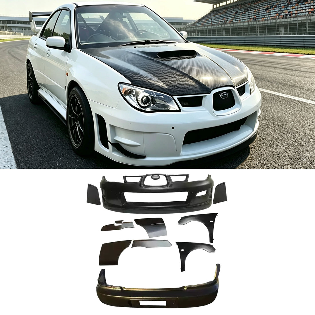Kit carrosserie large en fibre de verre pour Subaru Impreza WRX GDB 2006–2007