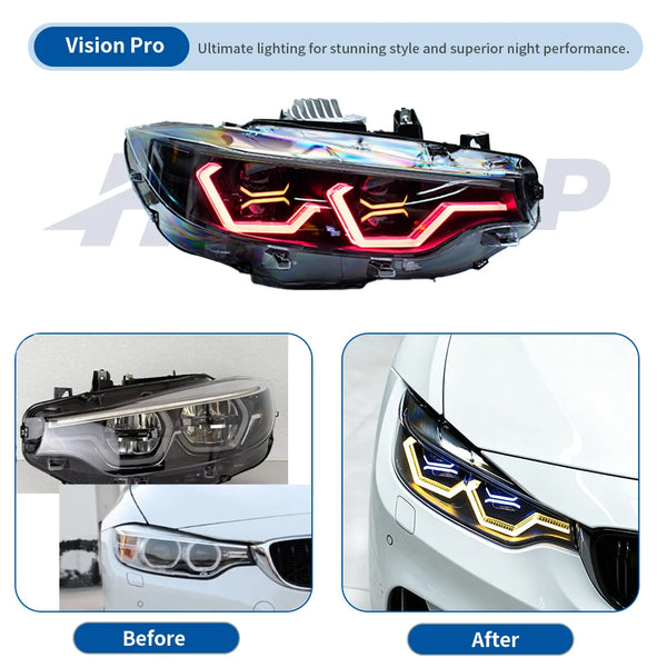 Phares LED DRL RGB HETOP style OSS – BMW Série 4 F32, M3 F80, M4 F82, 2012-2022