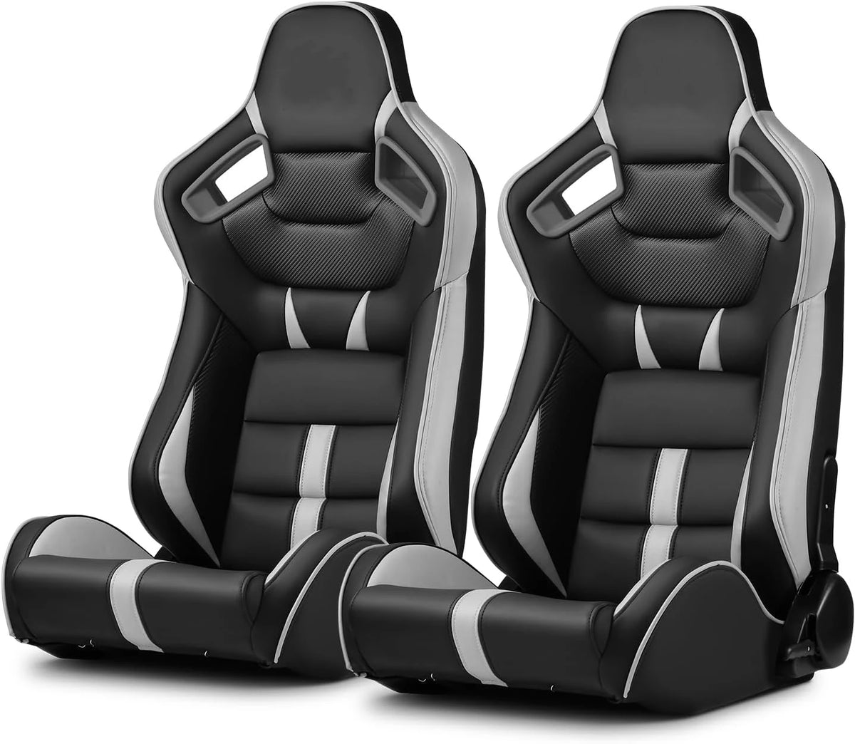 Sièges sport JBR1041B inclinables, noir avec liseré orange ou bleu
