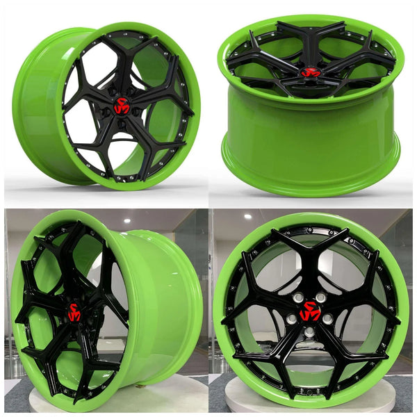 Jantes forgées SJ vertes, 15 à 22 pouces, entraxes 5x114,3/5x112/5x120