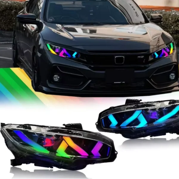 Phares LED arc-en-ciel à défilement, pilotables par application – Honda Civic 10e génération 2016-2021