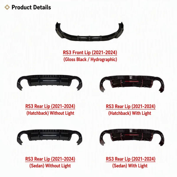 Kit Carrosserie Complet Style RS3 – Audi A3 8Y 2021-2024