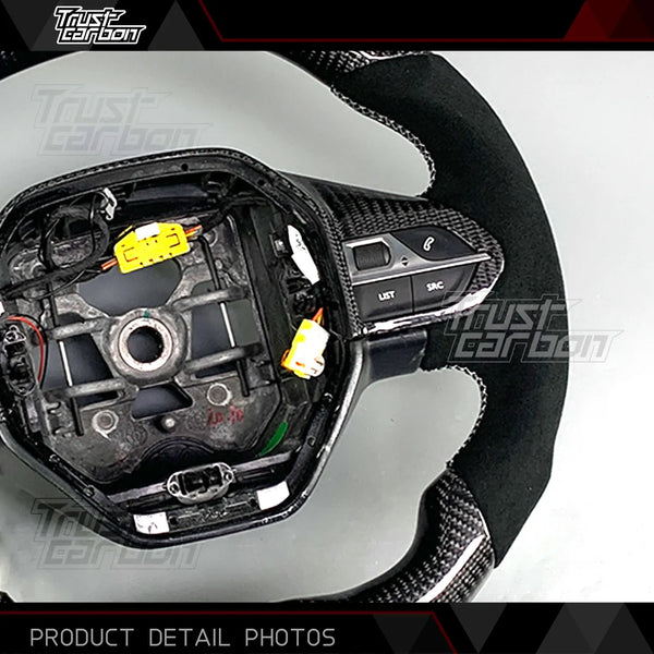 Volant chauffant en fibre de carbone avec écran LED RPM pour Peugeot
