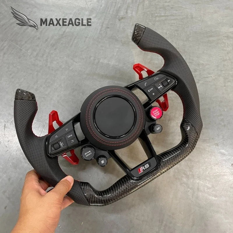 Volant complet en fibre de carbone pour Audi TT, R8, A3, A4 B9, A5, A6, A7, A8, Q3, Q5, Q7, Q8, S3 à S5 et RS3 à RS6, version sport