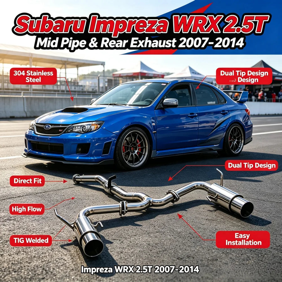 Ligne d'échappement inox 304 Cat-Back pour Subaru Impreza WRX 2.5T 2007-2014, kit tuning performance