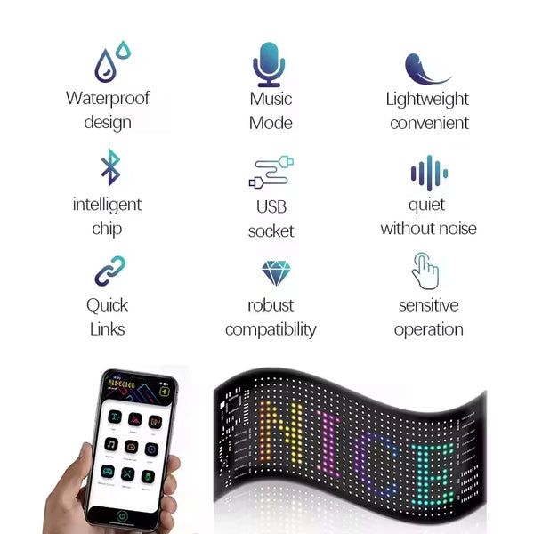 LED Matrix Pixel Panel DIY RGB personnalisé Animation programmable automobile Truck Advertising Logo Light contrôle par appli